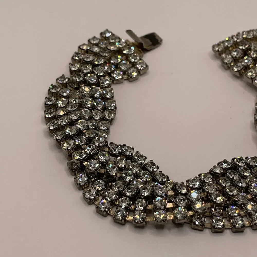 Vintage bracelet rhinestone silver tone